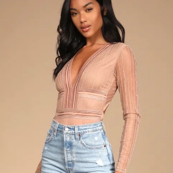 Lulus Tops - Lulus casita beige body suit